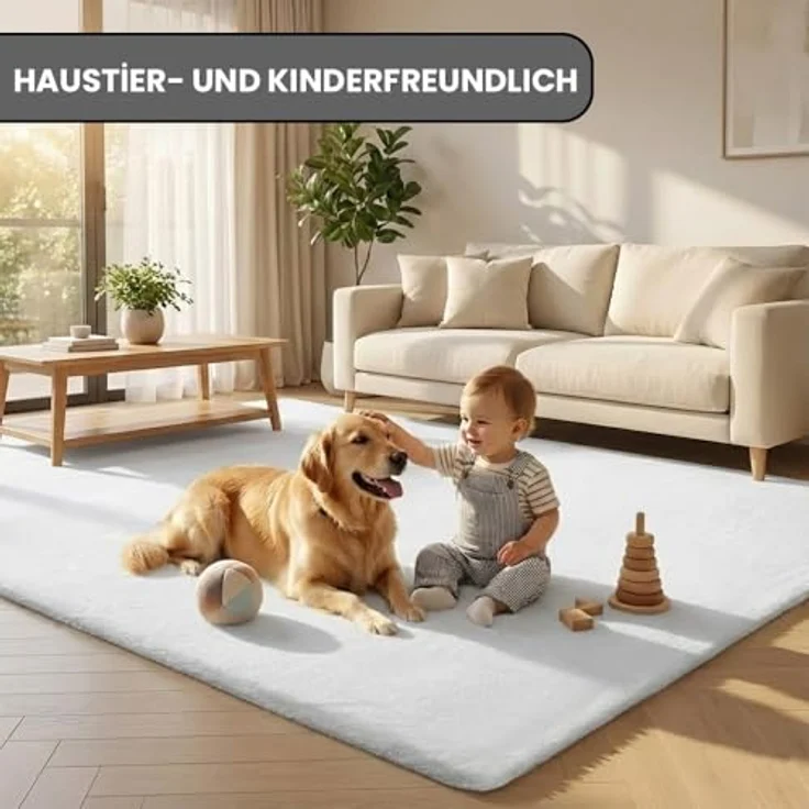 Vimoda Hochflor-Teppich Softy,hochwertiger Fellteppich Wohnzimmer, Rund, Höhe: 25 mm, Eleganter langflor Läufer, Einfarbig, kuschelig, waschbar – Bild 7