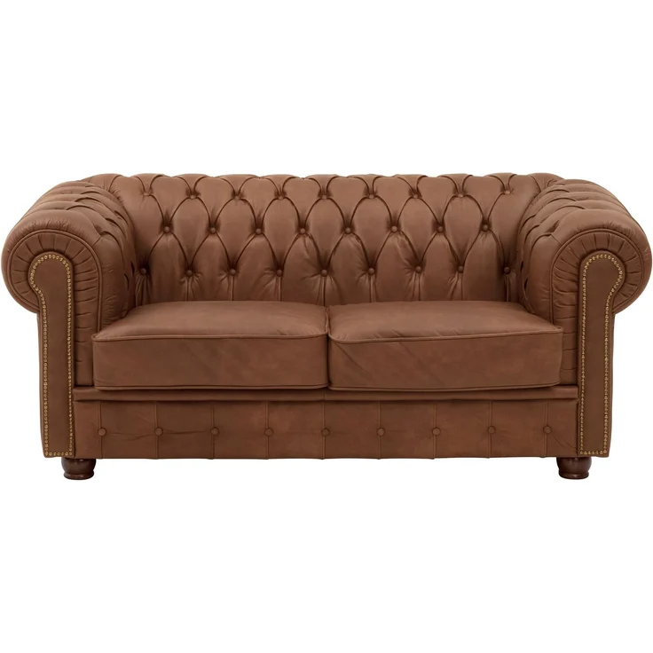 Sofa 2-Sitzer Kath Echtleder (Antikoptik) cognac – Bild 2