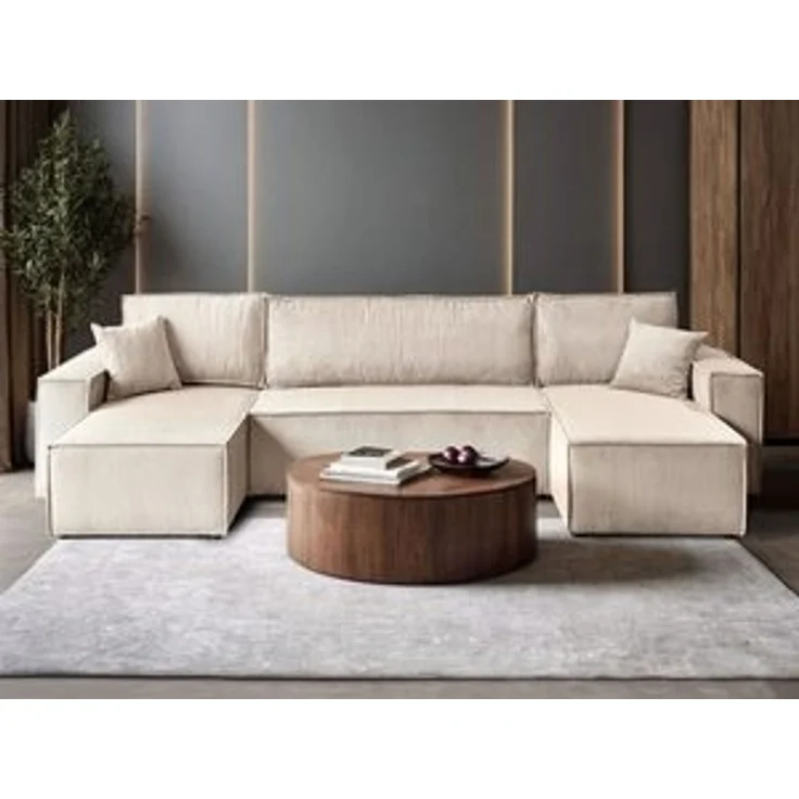 Lookway Wohnlandschaft CARLOS U CORD Gepolstertes Sofa in U-Form, Schlaffunktion – Bild 6