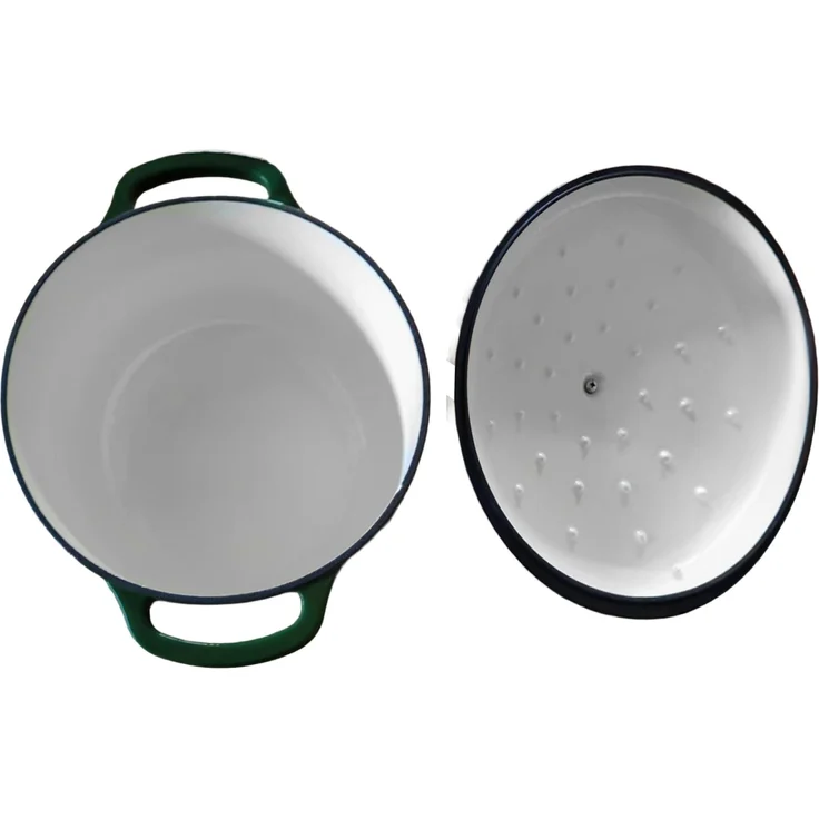 Gusseisenbräter VERDELUXE, grün mit cremefarbener Innenemaillierung, 28x28x12 cm, 5,6 l – Bild 2
