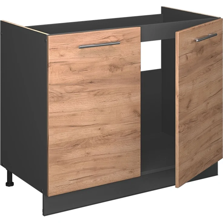 Spülenunterschrank Fame-Line Goldkraft Eiche/Anthrazit 100 cm, AP Marmor Vicco – Bild 6