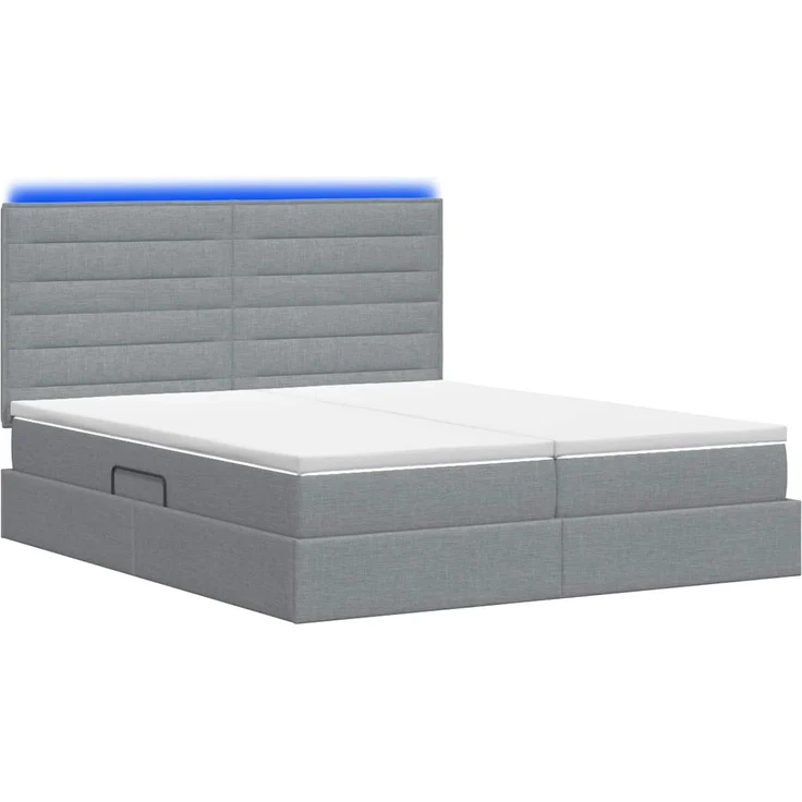 vidaXL LED-Speicherbett mit Matratze Hellgrau 180 x 200 cm Stoff 3460218 – Bild 9