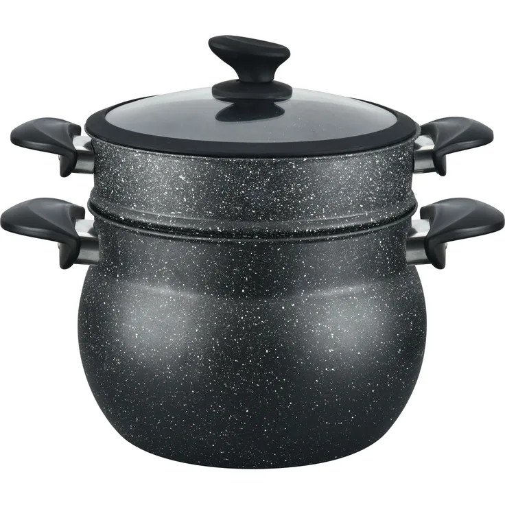 3 tlg Kuskus Topf 8L Dampfgarer COUSCOUS Ø24cm Dampfkocher Gemüse Steamer Induktion Mantykocher