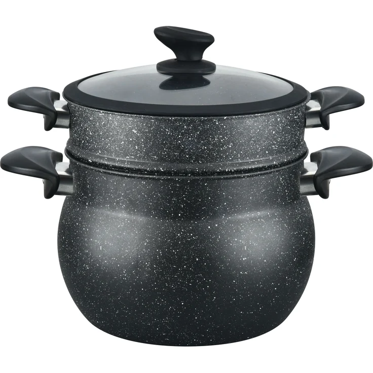 3 tlg Kuskus Topf 8L Dampfgarer COUSCOUS Ø24cm Dampfkocher Gemüse Steamer Induktion Mantykocher – Bild 1