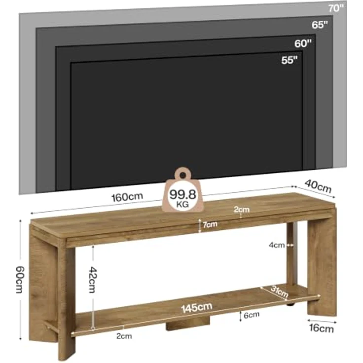 LITTLE TREE TV Schrank, für Fernseher bis zu 70 Zoll, 160cm Konsolentisch – Bild 2
