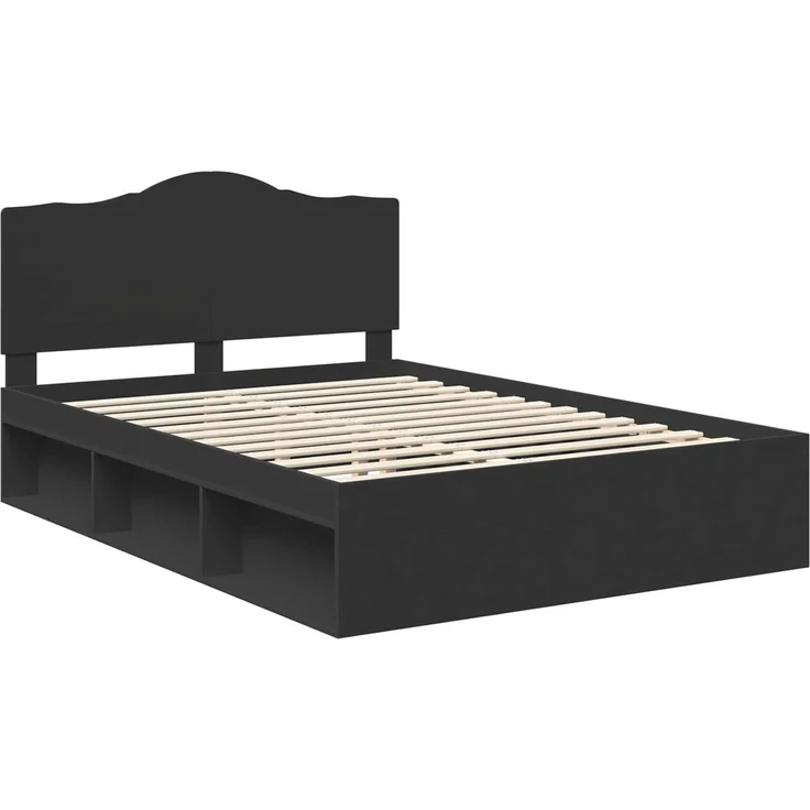 vidaXL Bettrahmen Schwarz 150 x 200 cm Massives Kiefernholz 3413291 – Bild 3