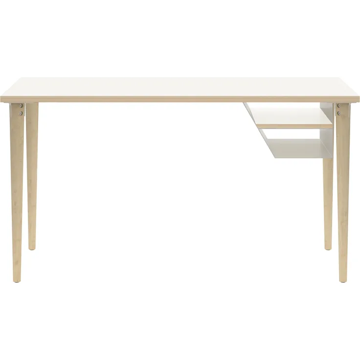 Poise Desking, 4 Füße aus Eiche, Ablagefach lichtgrau, Maße: H 740 x B 1000 xT 600 mm