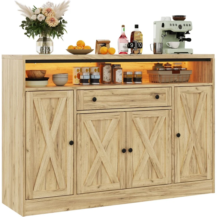 Sideboard 140 x 35 x 95 cm aus MDF mit RGB-LED-Beleuchtung und Schublade – Bild 8
