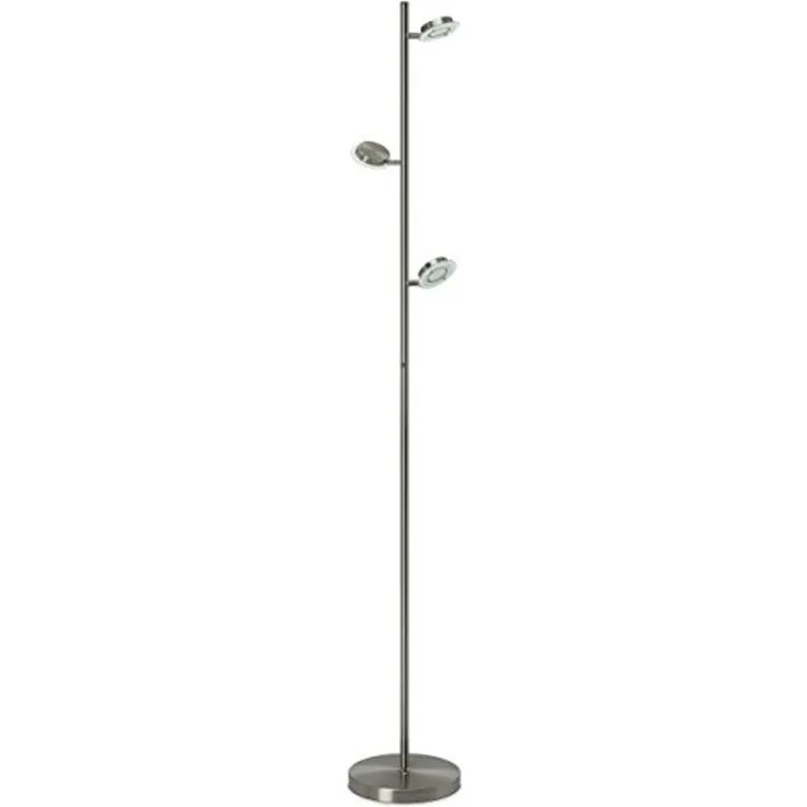 TRANGO LED Stehlampe, 3 Stufen dimmbar, 1519 LED Standlampe 3-flammig mit LED Modulen Serie EVIE 12,5 Watt I in 3 Stufen dimmbar I satinierte Glasschirme - Höhe ca. 1700mm - schwenk- und drehbar, modern und chic Stehleuchte - Standleuchte