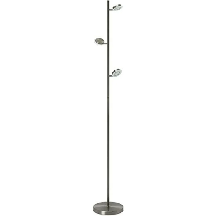 TRANGO LED Stehlampe, 3 Stufen dimmbar, 1519 LED Standlampe 3-flammig mit LED Modulen Serie EVIE 12,5 Watt I in 3 Stufen dimmbar I satinierte Glasschirme - Höhe ca. 1700mm - schwenk- und drehbar, modern und chic Stehleuchte - Standleuchte – Bild 1
