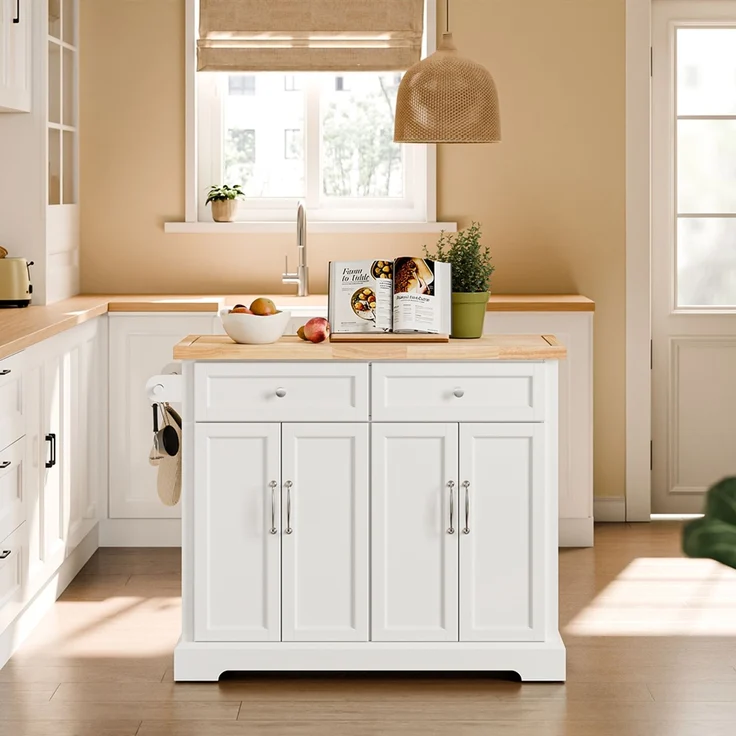SoBuy FKW71-III-WN Kücheninsel, MDF, Lackiert, Weiß, 107 x 92 x 71 cm – Bild 2