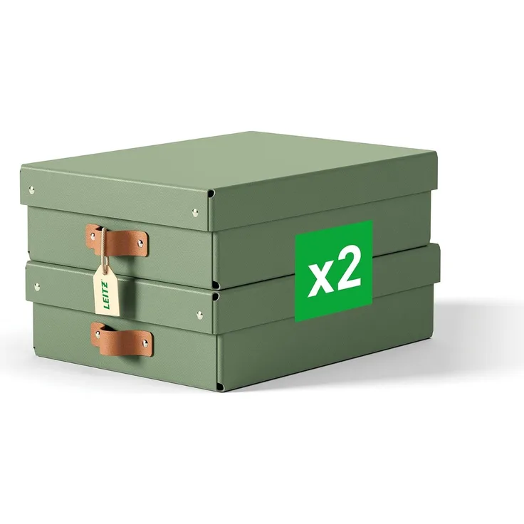 Leitz Puro Aufbewahrungsbox mit Deckel 8 L mittel niedrig 2er-Pack grün