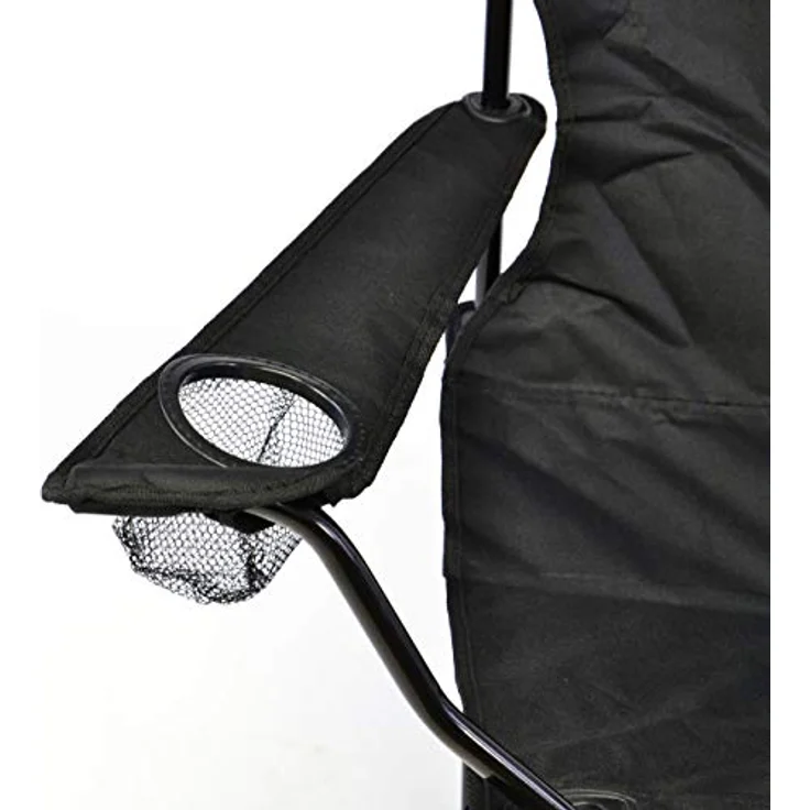 Nexos Trading Angelstuhl Faltstuhl mit Armlehne, Getränkehalter praktisch robust leicht schwarz – Bild 4