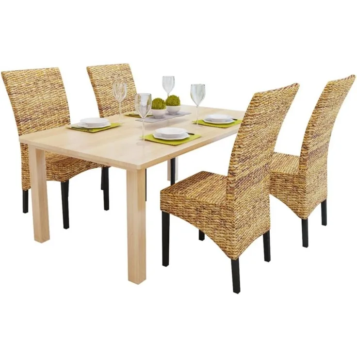 vidaXL Esszimmerstühle 4 Stk. Abaca und Mango Massivholz [274200]