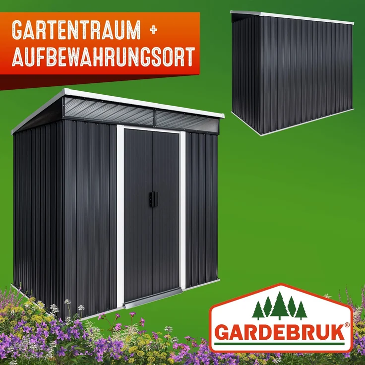 Gardebruk Gerätehaus mit Fundament Kantenschutz, 196 x 122 x 180 cm – Bild 7