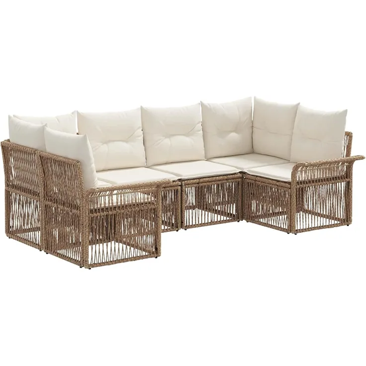 vidaXL Gartensofa-set 6 stk. 6-Sitzer Beige Poly-Rattan 3434928