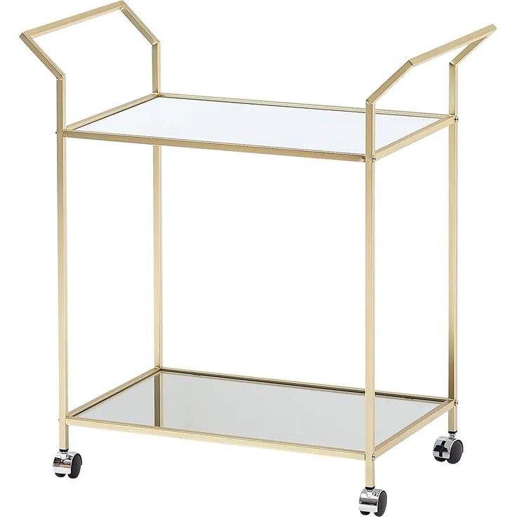 Wohnling Servierwagen Gold Glas Metall 73x78x37cm Beistelltisch Teewagen auf Rollen