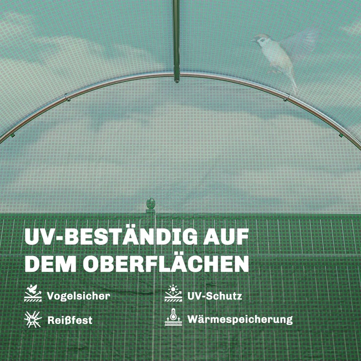 Outsunny Foliengewächshaus, PE, Stahl, Grün, 200L x 300B x 200H cm – Bild 6