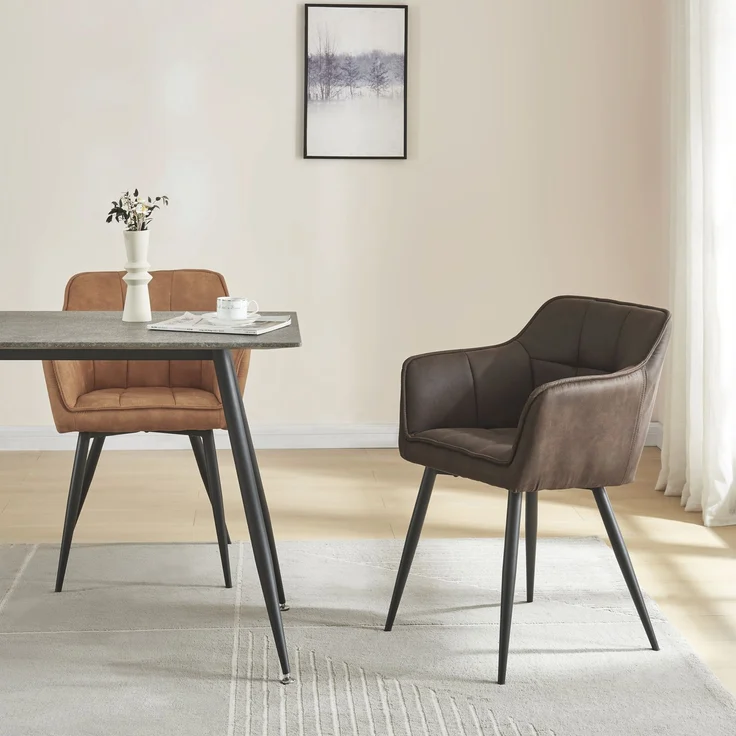 Esszimmerstuhl 2er Set Birmingham Dunkelbraun [en. casa] – Bild 3