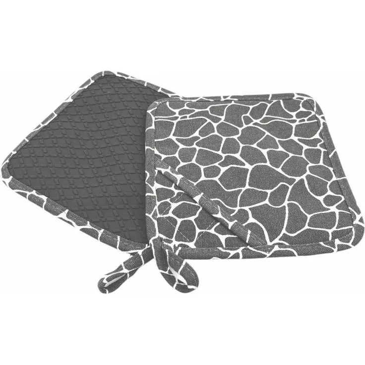 Camolo Topflappen 2er Set Ofenhandschuhe Silikon & Baumwolle hitzebeständig 18 x 18 cm, (2-tlg), Rutschfest, mit Aufhängeösen, strapazierfähig