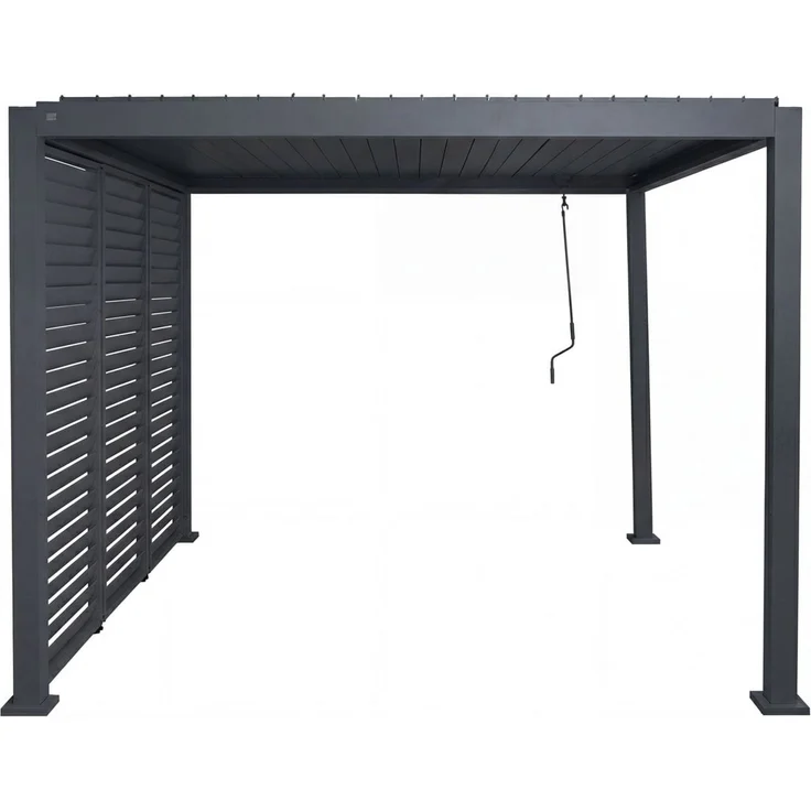 Pergola HWC-P65 mit 3x Lamellenwand, Terrassenüberdachung Garten Lamellen-Pavillon, 10cm-Alu-Gestell 3x3m ~ anthrazit – Bild 8