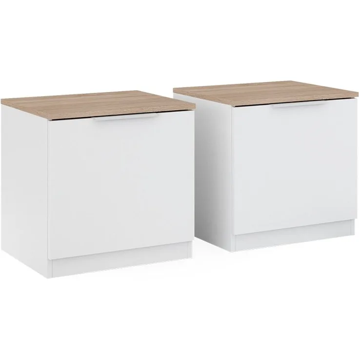 Nachttisch Betti Weiß/Sonoma 2er Set Vicco