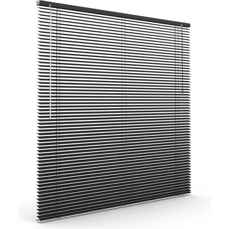 Victoria M. Jalousie LightLess Prime Aluminium-Jalousie 50x130 cm Schwarz matt, mit Bohren, ohne Bohren, geklemmt oder verschaubt, L Profil 25 mm Lamellen, feuchtigkeitsbeständig, verdunkelnd – Bild 2