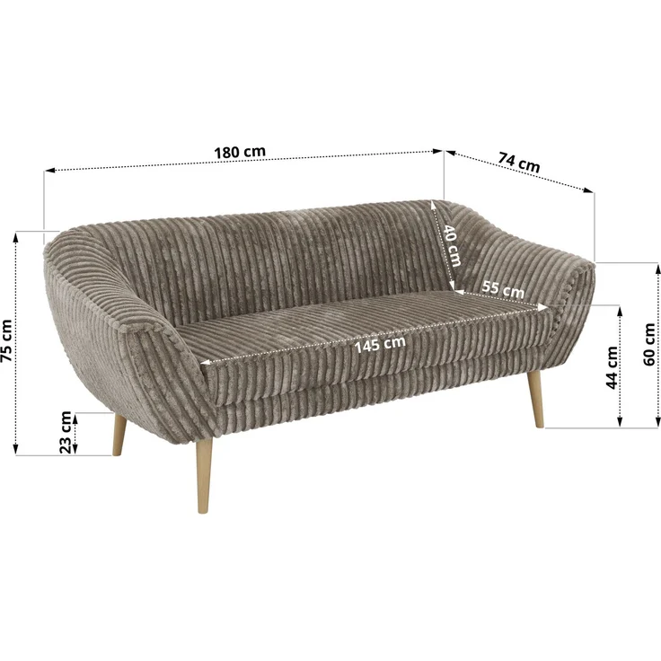 Wohnzimmerset Möbelset PIRS 3-3, Armlehnen, Wellenfederung, Buche Füße, Dreisitzer Sofa, Polstermöbel Set - Hellgrau Velvet – Bild 5