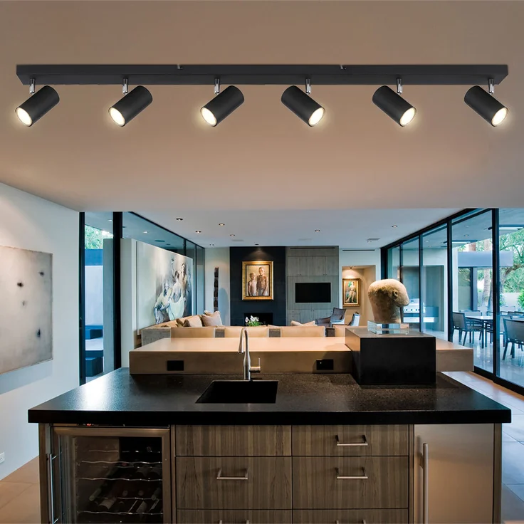 Deckenstrahler Deckenlampe, Metall schwarz, bewegliche Spots – Bild 5