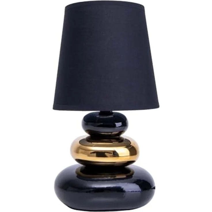 Tischlampe Wohnzimmer Tischleuchte Schlafzimmer Keramik Stoff Schwarz 3045358 – Bild 3