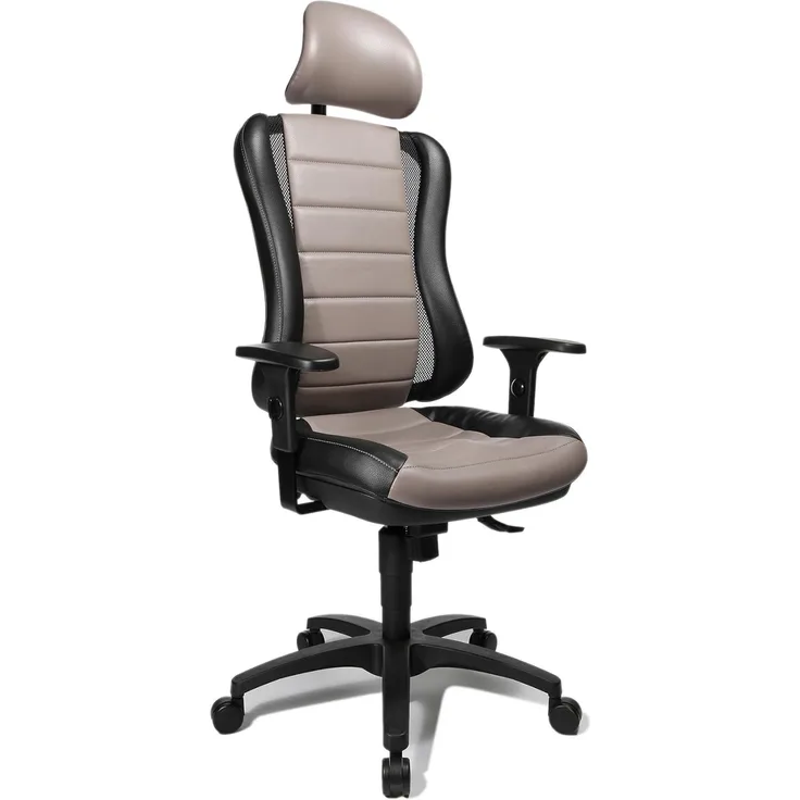 Topstar HE30PS103X Head Point RS "P4", Bürostuhl, Schreibtischstuhl, inkl. höhenverstellbare Armlehnen, Kopfstütze, Polsterung grau/schwarz