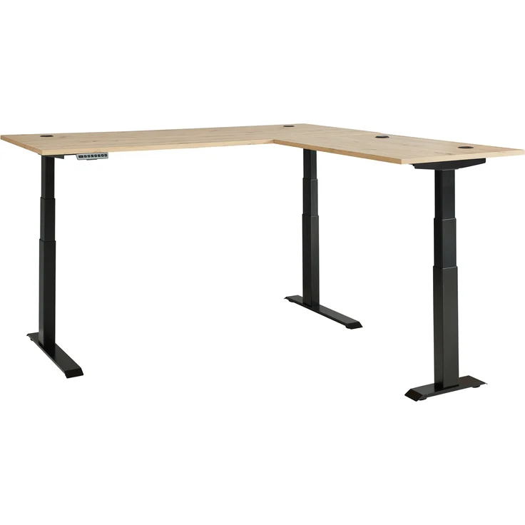 Eckschreibtisch >Memphis< höhenverstellbar, Artisan Eiche Dekor - 185x64/129x177 (BxHxT) – Bild 3