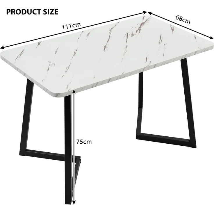 Essgruppe 5-teilig mit Esstisch 117×68 cm in Marmoroptik und 4 schwarzen Samtstühlen, moderner Küchentisch-Stuhl Set – Bild 9
