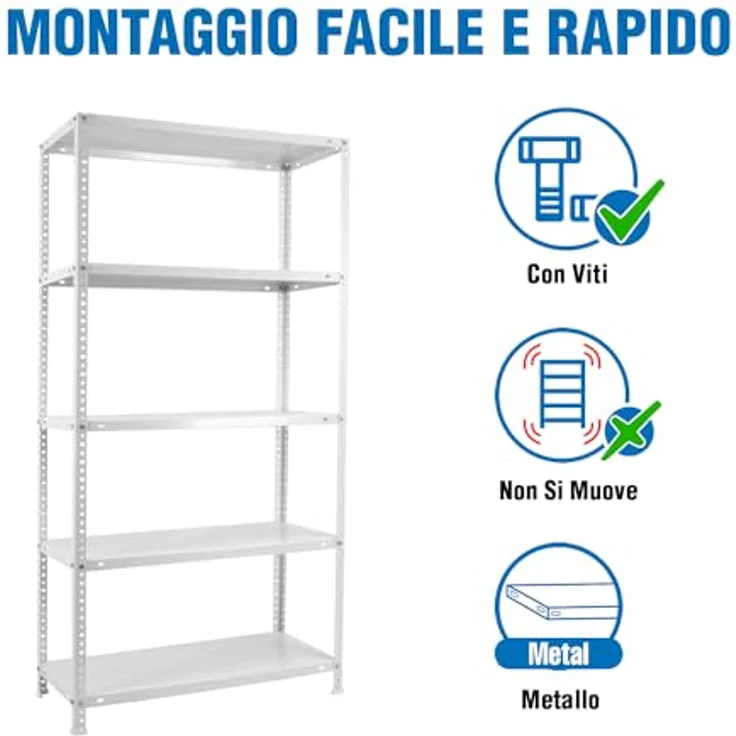 SimonRack Schwerlastregal, Lagerregal, 200 x 100 x 40 Metallregal, Kellerregal, Biegestelle 75 kg, 5 Fachböden, Weiss - Advantage – Bild 5