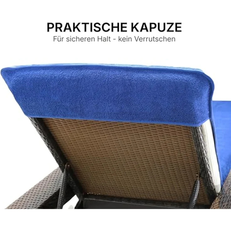 Brandsseller Schonbezug für Gartenliege, Strandliegenauflage, Frottee Schonbezug, 100% Baumwolle - ca. 75x200 cm - Blau – Bild 4