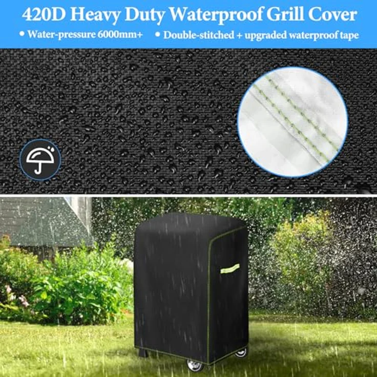 Grill Abdeckhaube, VDISRR Wetterfest Grillabdeckung, 420D Oxford Gasgrill Abdeckplane, Wasserdicht Grill Schutzhülle, 77 x 70 x 110 cm, für 2 Brenner Gasgrill mit Klappbarer Seitenablage – Bild 5
