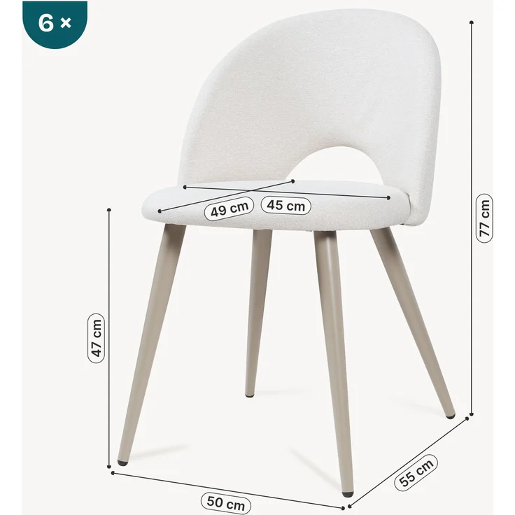Esszimmerstuhl Karijoki 6er Set Webstoff Beige [en. casa] – Bild 2