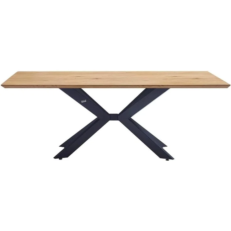 HOME DELUXE Essgruppe Eckig AVENCIA inkl. Sternfuß - 200 x 120 cm Light Oak 4 Stühle Creme – Bild 7