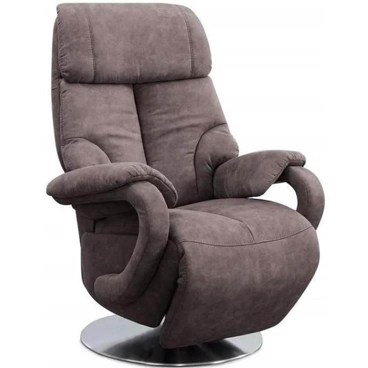 CAVADORE TV-Sessel Istanbul / Fernsehsessel mit manuell verstellbarer Relaxfunktion / 80 x 115 x 79 / Lederoptik: Grau