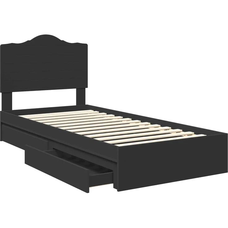vidaXL Aufbewahrungsbett Schwarz 90 x 190 cm Holzwerkstoff 3413549 – Bild 4