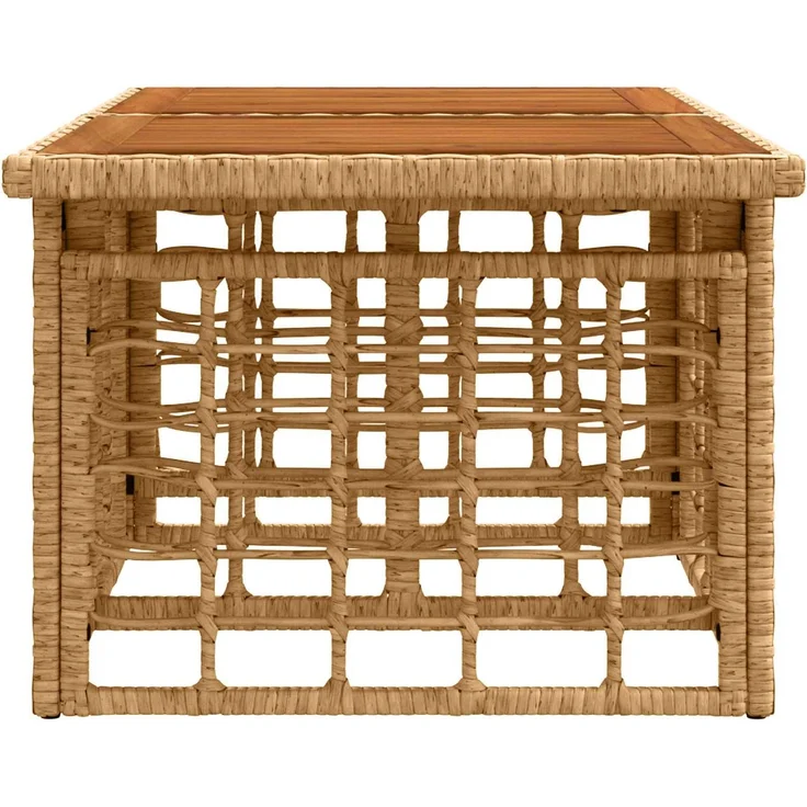 vidaXL Gartentisch Natur 100 x 55 x 37 cm PE Rattan und Glas 42035142 – Bild 4