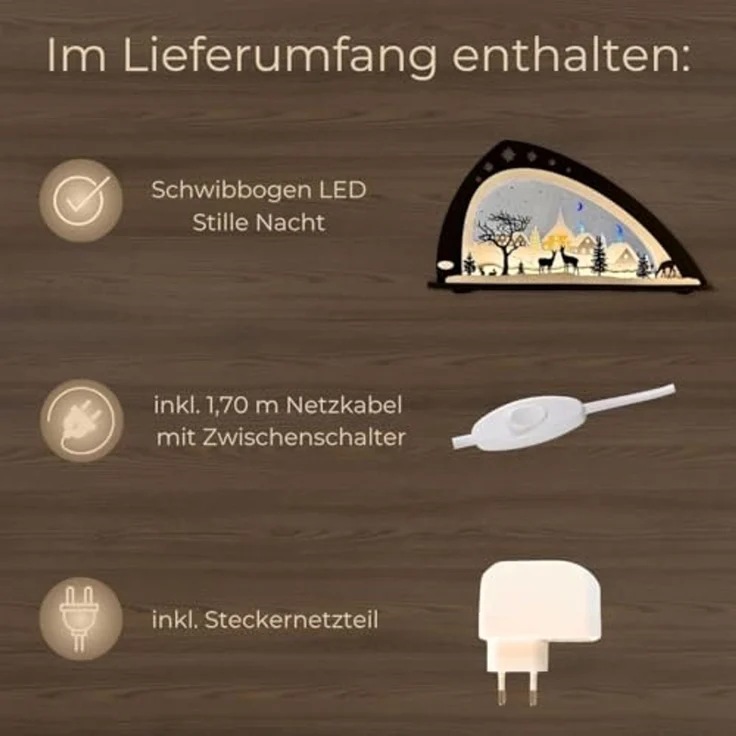 Weigla LED Schwibbogen Stille Nacht, Erzgebirge garantiert, aus Buchenholz & Acrylglas – Bild 5