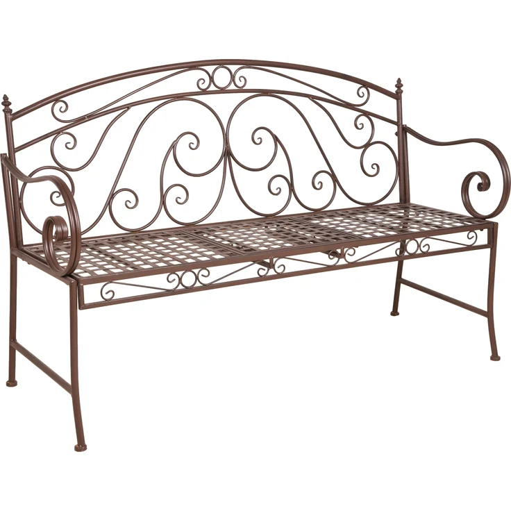 Gartenbank SABINE hochklappbarer Tisch - 147cm Breit, Stahl, Braun, 147 x 53 x 94,5 cm | Terrassenbank Wetterfest Sitzbank Outdoor Bank – Bild 4