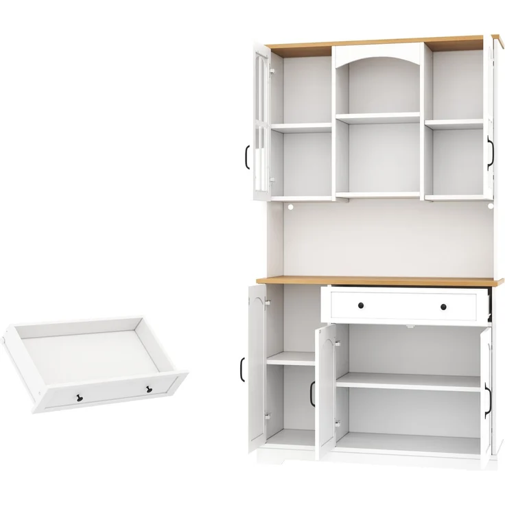 Küchenschrank 100 x 38 x 178 cm in Weiß mit RGB-LED-Beleuchtung und Glastüren – Bild 7