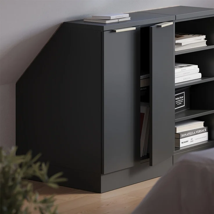 Küchenschrank für Dachschrägen R-Line Anthrazit-Gold 60 cm mit 2 Türen, Schrankkorpus 60 cm Tiefe Vicco – Bild 4