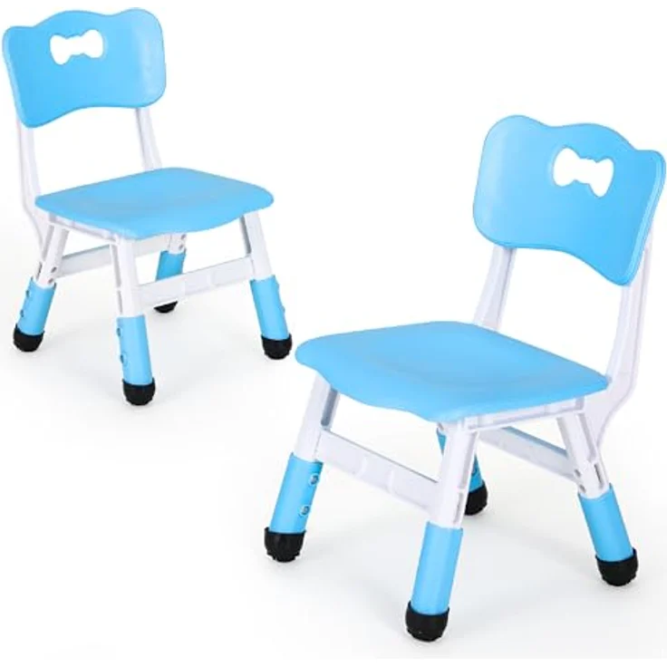 Clevich Kinder Schreibtischstuhl 2PCS, Kinderstuhl Plastik bis 100KG, Kinder Stuhl Höhenverstellbar, mit Rückenlehne, ab 2 Jahr, Schule, Kinderzimmer, Tagespflege, Kindermöbel,Blau – Bild 2