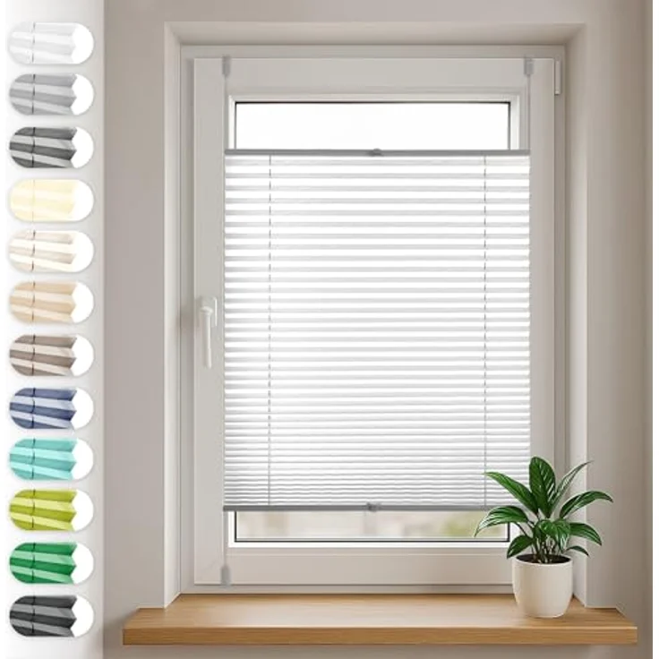 Sonello Plissee Klemmfix, Faltrollo 55cm x 140cm, Grau, blickdicht, ohne Bohren, Sichtschutz, Sonnenschutz – Bild 1
