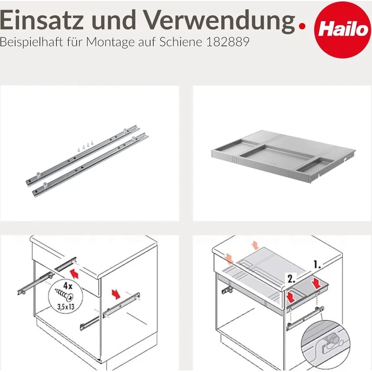 Hailo Deckel Multideckel 1109749, mit Stauraum signalgrau für Einbau-Abfallsammlersystem – Bild 5