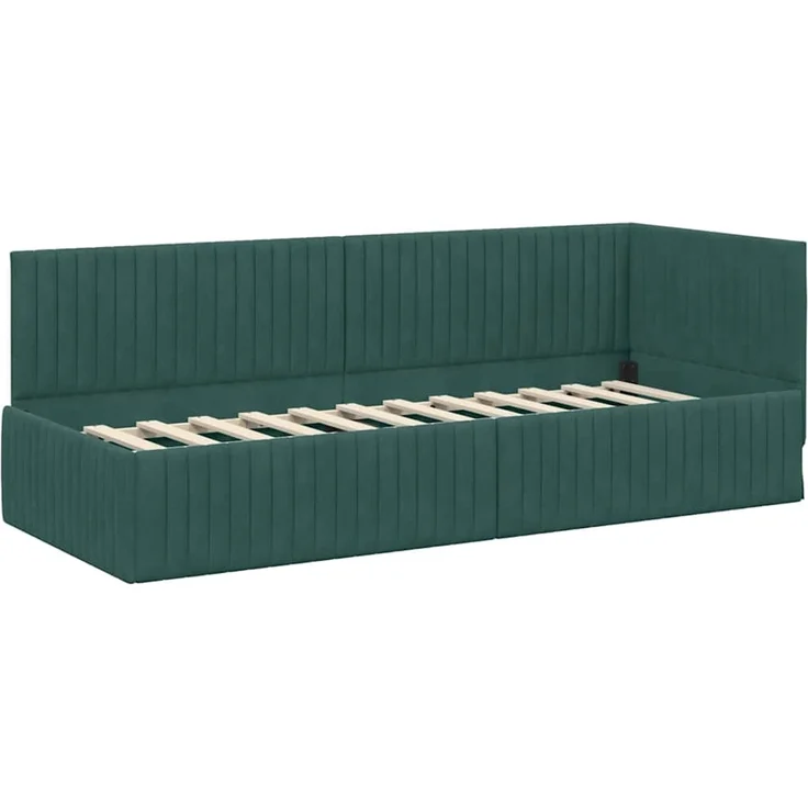 vidaXL Eckbettgestell mit Matratze mit Kopfteil 2 pcs Grün Samt 3393800 – Bild 6