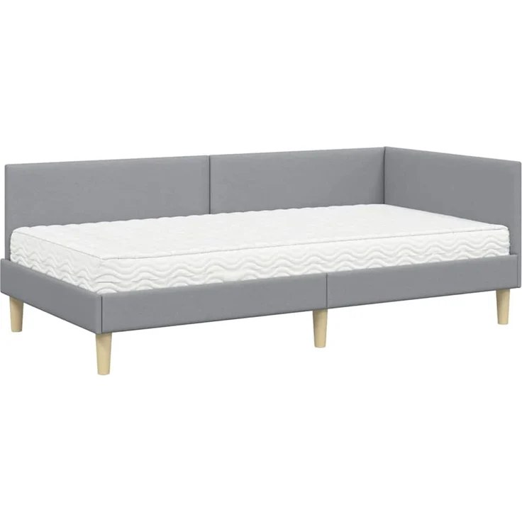 vidaXL Eckbettgestell mit Matratze 2 stk. Hellgrau 80 x 200 cm Stoff 3393725 – Bild 4
